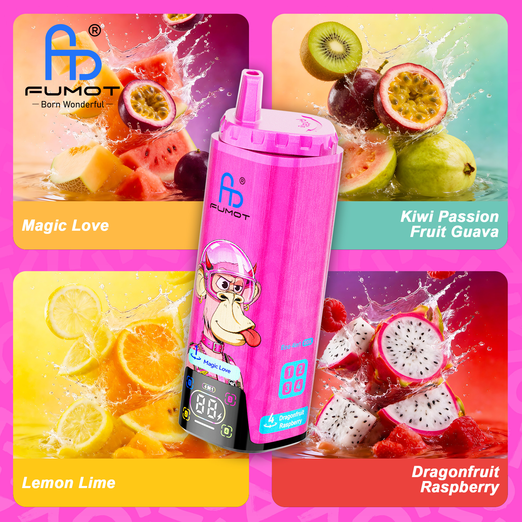 Magic Love & Kiwi Passion Fruit Guava & Dragonfruit Raspberry & Lemon Lime