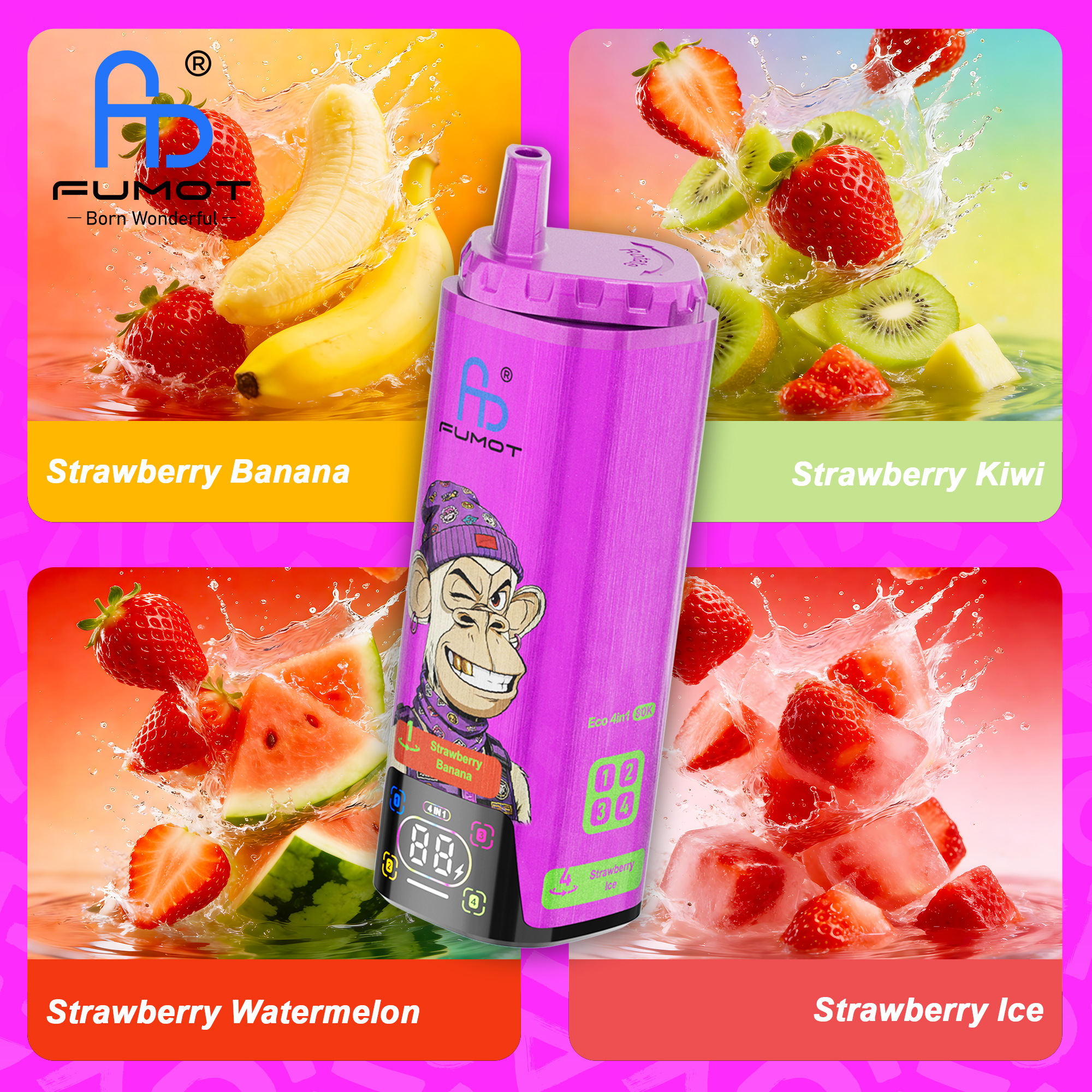 Strawberry Banana & Strawberry Kiwi & Strawberry Watermelon & Strawberry Ice