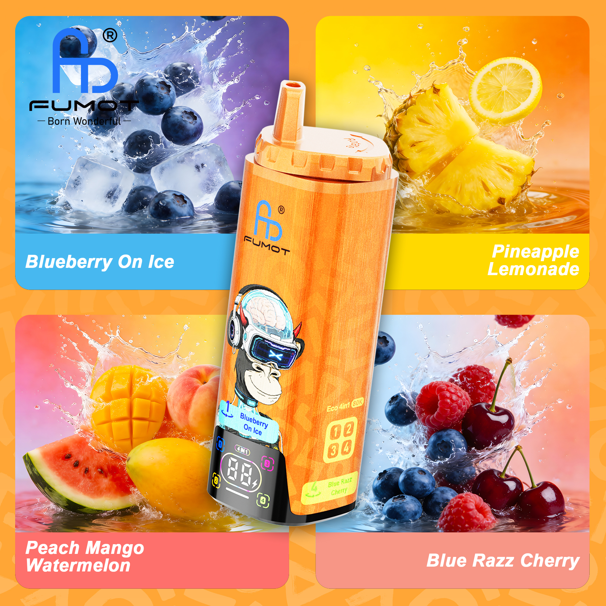 Blueberry On Ice & Pineapple Lemonade & Peach Mango Watermelon & Blue Razz Cherry